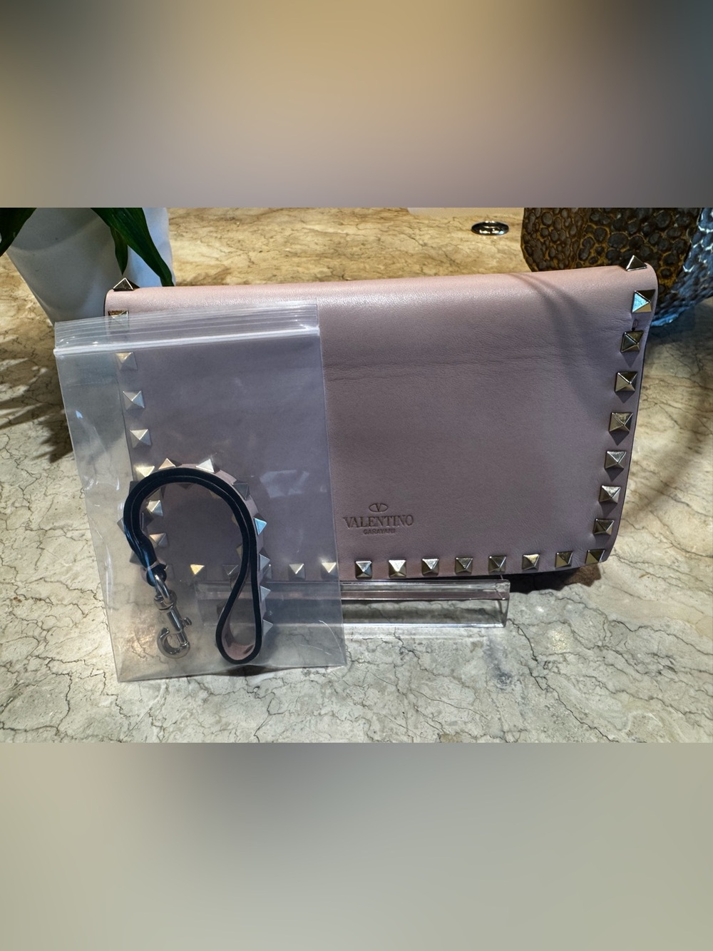 Valentino Garavani Dusty Pink Rockstud Clutch/wristlet